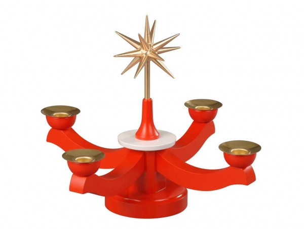 Advent candlestick with poinsettia, red by Albin Preißler