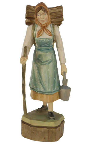 Forest woman, carved, colored by Schnitzkunst aus dem Erzgebirge