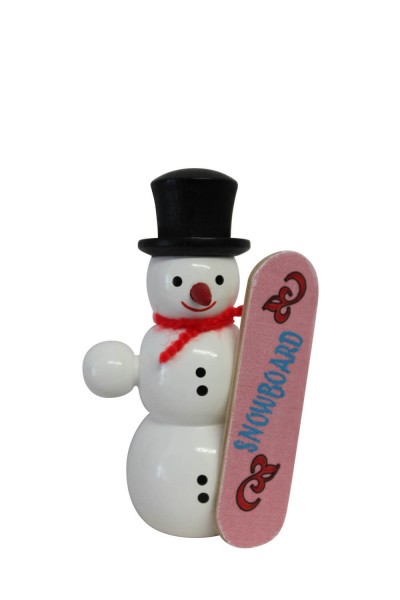 Miniature snowman with snowboard, 6 cm by SEIFFEN.COM