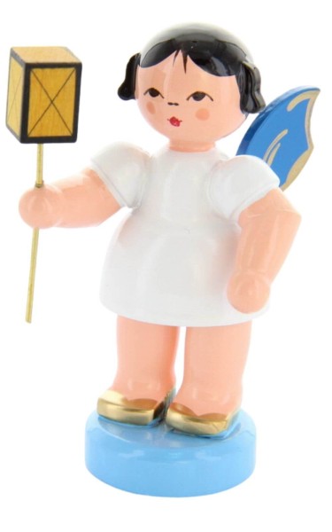 Christmas angel with lantern and blue wings by Figurenland Uhlig