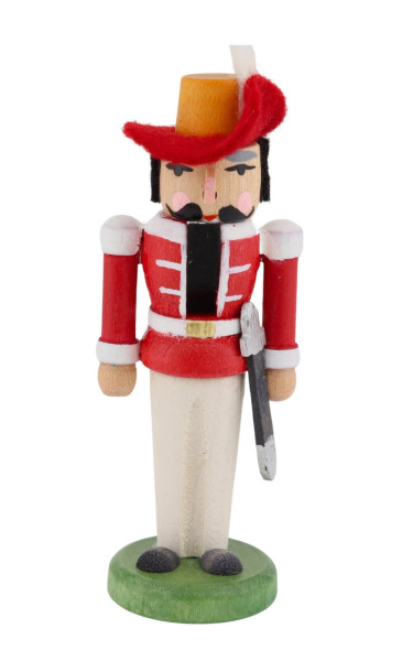 Miniature Nutcracker Musketeer, red, 8 cm / 3,1 inches from SEIFFEN.COM