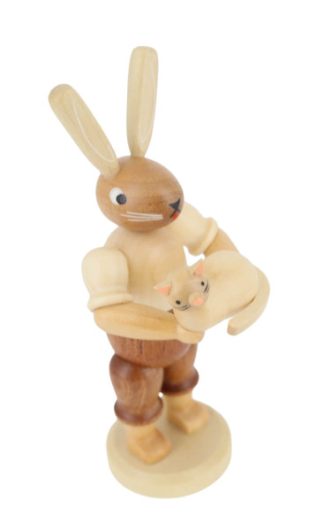 Easter bunny with cat, 11 cm, natural by Müller Kleinkunst_3