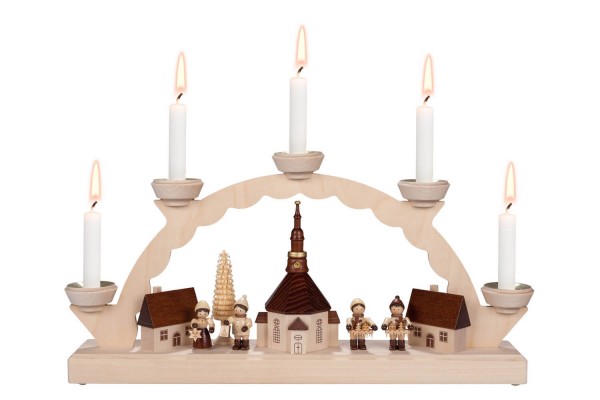 Candle arch Seiffen village with Romy Thiel children for wax candles by SEIFFEN.COM