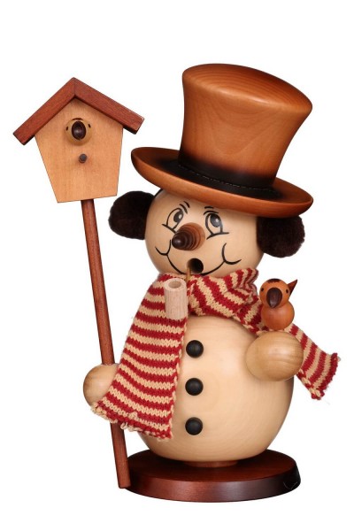 Smoking man snowman with birdhouse, nature, 23 cm by Christian Ulbricht