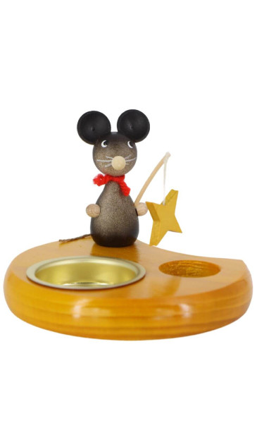 Kerzenhalter für Teelichter Maus mit Stern, farbig, 6 cm von Ralf Zenker