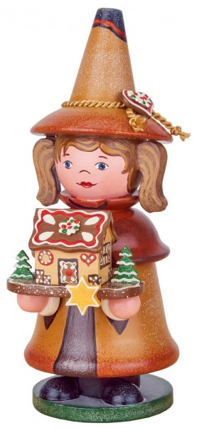 German Incense Smoker Gnome - Gingerbread house, 14 cm, Hubrig Volkskunst GmbH Zschorlau/ Erzgebirge