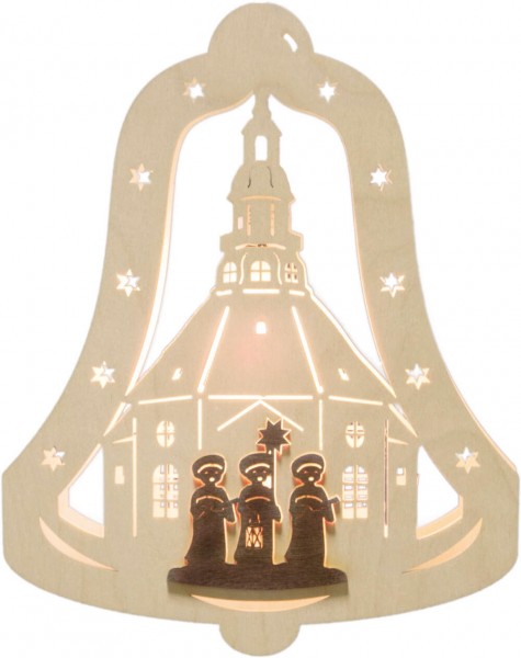 Beleuchtetes Fensterbild Glocke mit Kurrendesänger von Weigla