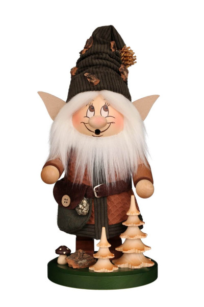 German Incense Smoker Forest Elf Gnome, 12.6 in (32 cm) by Christian Ulbricht, Made in Germany
