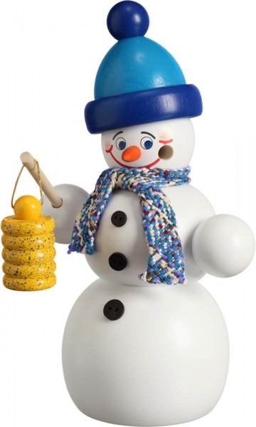 Smoking man snowman with lantern, 16 cm by Seiffener Volkskunst eG