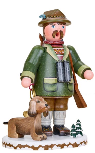 Smoking man hunter with dog by Hubrig Volkskunst