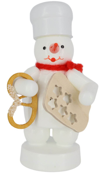 Schneemann Bäcker mit Brezel und Sternenform, farbig, 8 cm von Volker Zenker_1