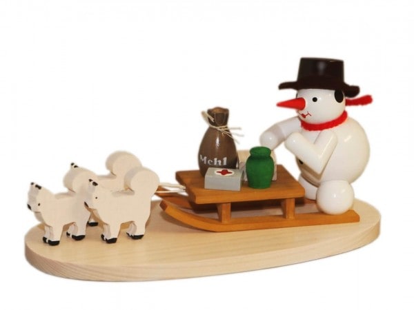 Snowman with dog sled, 7 cm by Ralf Zenker