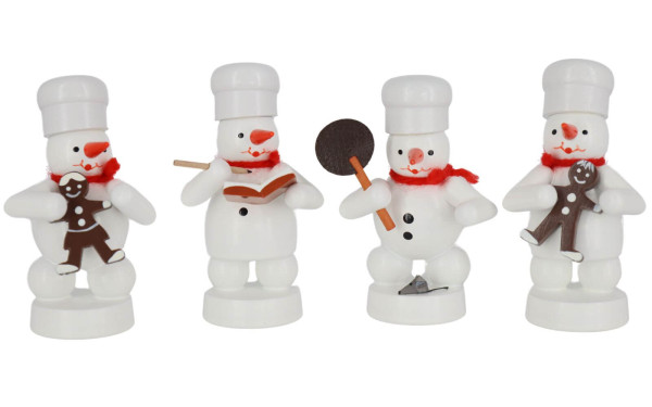 Miniature snowman quartet Christmas bakery, 8 cm, colored by Ralf Zenker