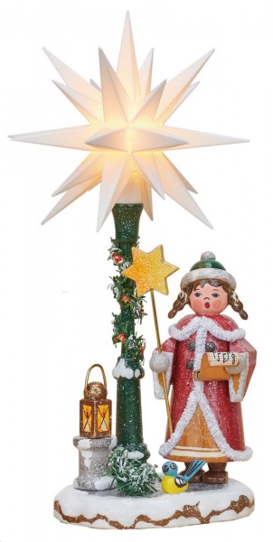 Winter child Herrnhuter carol singer, illuminated, 15 cm by Hubrig Volkskunst