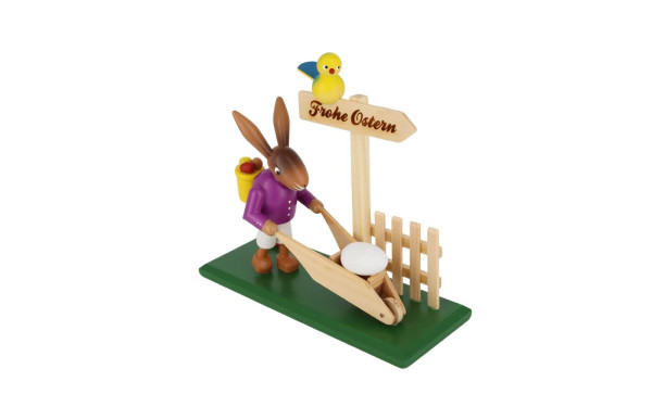Easter bunny with wheelbarrow, 12 cm, colored by SEIFFEN.COM_3