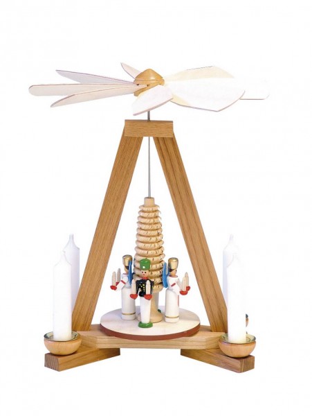Christmas pyramid with angel and miner, 23 cm by Knuth Neuber