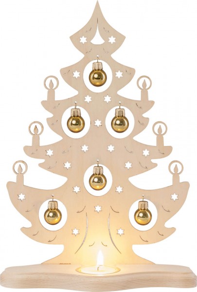 Teelichthalter Weihnachtsbaum mit goldenen Kugeln von Weigla
