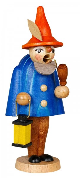 Smoking man gnome, blue, 11 cm by Jan Stephani
