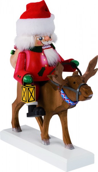 Nussknacker Santa auf Rentier, 26 cm, Richard Glässer GmbH Seiffen/ Erzgebirge