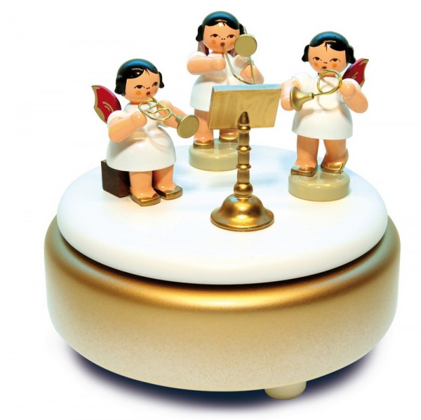 music box with 3 instrument angels with red wings by Figurenland Uhlig GmbH