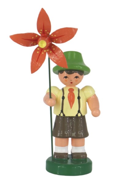 Flower boy Bastian with orange flower, 9 cm by Figurenland Uhlig