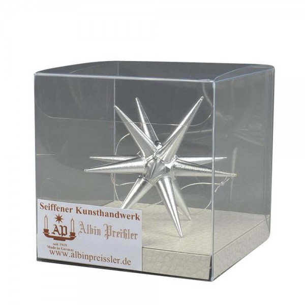 Christmas tree decorations made of wood, Christmas star silver, 7 cm by Albin Preißler