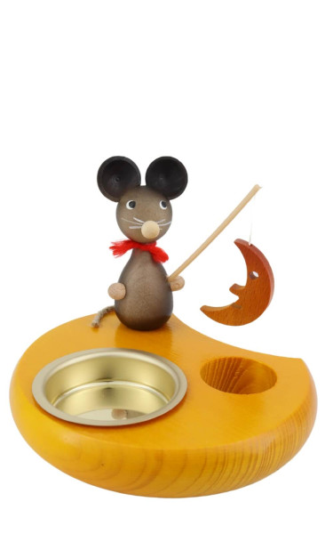 Candle holder for tea lights with mouse and moon, colored, 6 cm by Ralf Zenker 