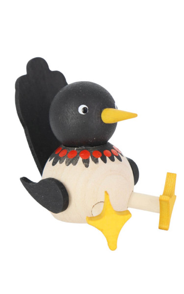 Miniature magpie, sitting, 7 cm, colored by Ralf Zenker_1