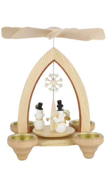 Christmas pyramid with snowman musician for tea lights, 24 cm by Heinz Lorenz_1