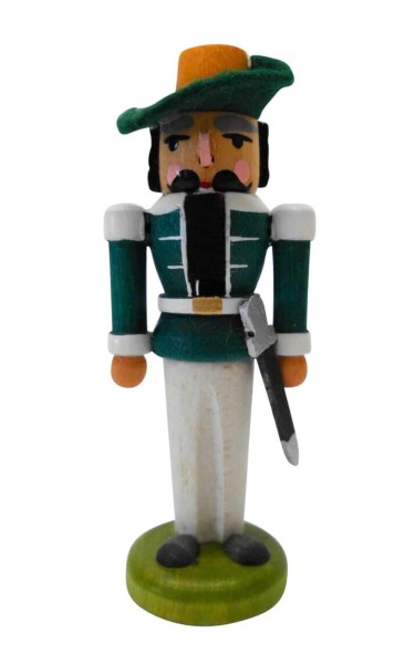 Miniature Nutcracker Musketeer, green, 8 cm by SEIFFEN.COM