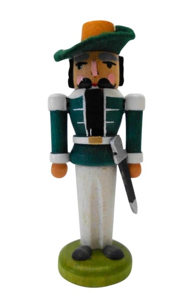 Miniatur Nussknacker Musketier, grün, 8 cm von SEIFFEN.COM