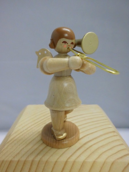 German Christmas Angel with Trombone, 6 cm, Seiffen/ Erzgebirge