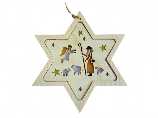 Christmas tree decoration star with diaphanous picture shepherd by Richard Glässer_pic