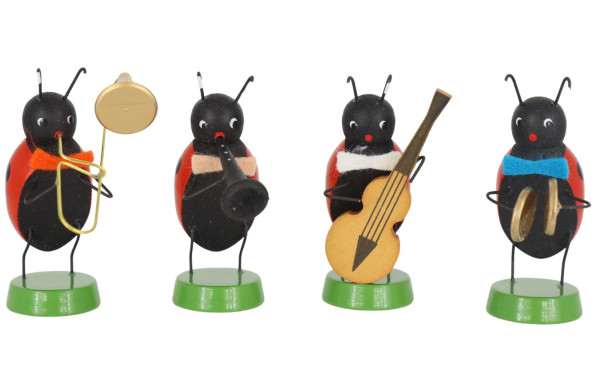 Miniature spring chapel with 4 ladybug musicians, 7 cm by Ralf Zenker_1