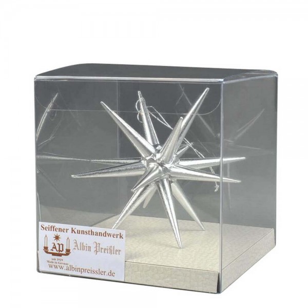 Christbaumschmuck Weihnachtsstern silber, 10 cm hergestellt von Albin Preißler