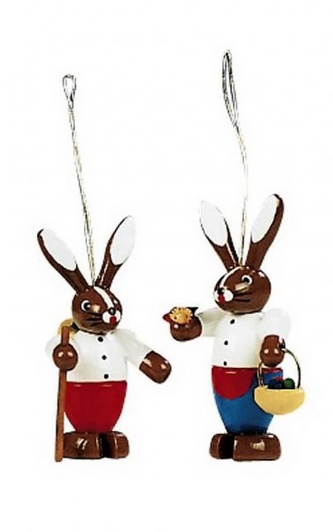 Easter bunny - pair to hang, coloured, 6 cm by Knuth Neuber