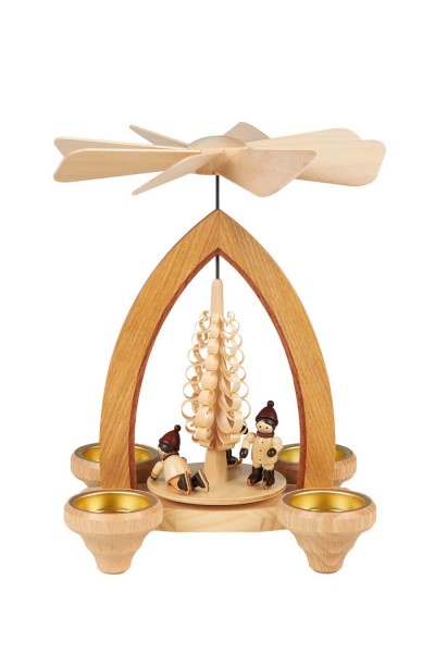 Christmas pyramid for tea lights ice skater, 26 cm, natural by Heinz Lorenz
