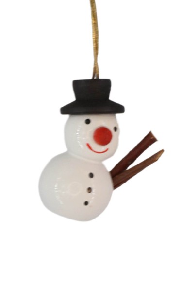 Christmas tree decoration snowman with black hat, 3 cm by SEIFFEN.COM