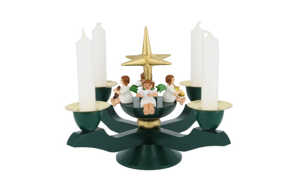 Advent candle holder with Christmas angel, green by Richard Glässer_1