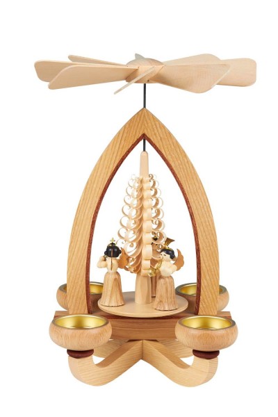 Christmas pyramid with pleated skirt angel for tea lights, 28 cm by Heinz Lorenz_pic1