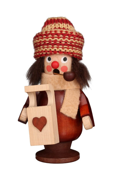 German Incense Smoker Figurine Sledder Natural 4.3 in (11 cm) by Christian Ulbricht, Made in Germany
