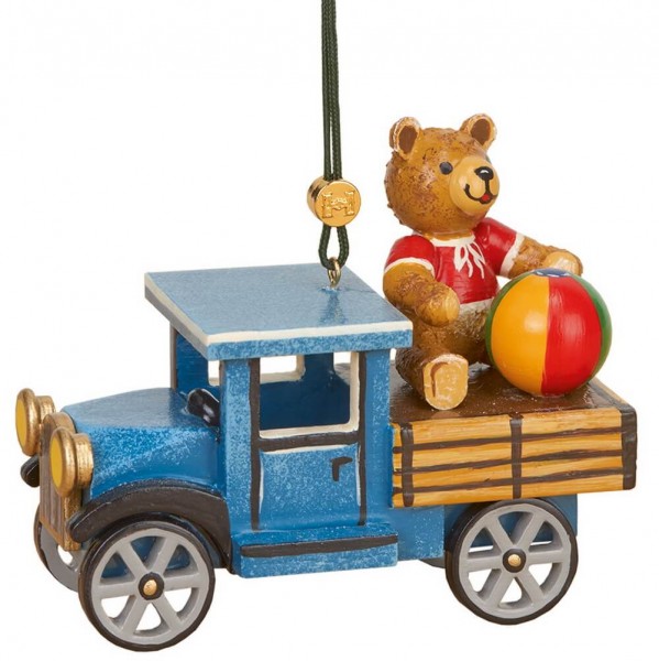 Christmas tree decorations & Ornaments Lorry with Teddy, 10 cm, Hubrig Volkskunst GmbH Zschorlau/ Erzgebirge