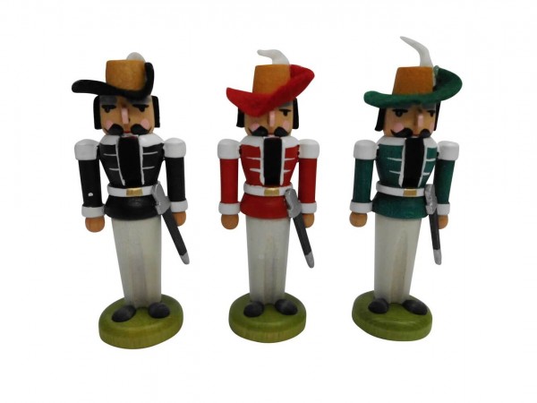 Miniatur Nussknacker Musketier Set - 3 teilig, 8 cm von SEIFFEN.COM