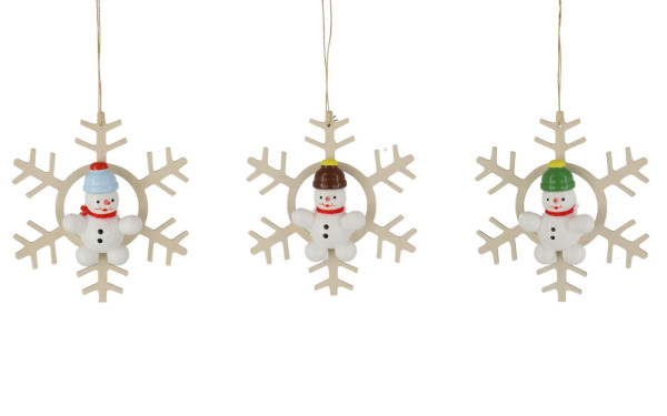 Christmas tree decoration snowman in crystal, 3 pieces, colored by Ralf Zenker