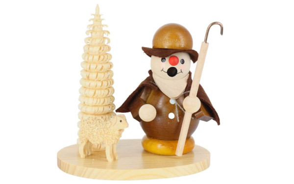 Smoking shepherd with sheep, 8 cm by Ralf Zenker