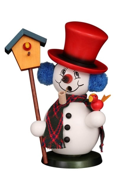 Smoking man snowman with birdhouse, 23 cm by Christian Ulbricht