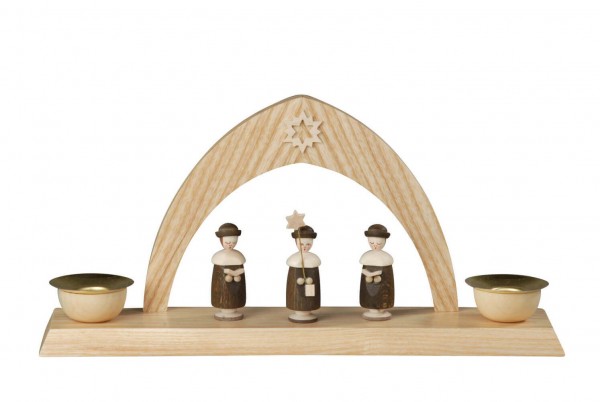 Kerzenhalter mit 3 Kurrendesänger, natur, 24 cm von Albin Preißler