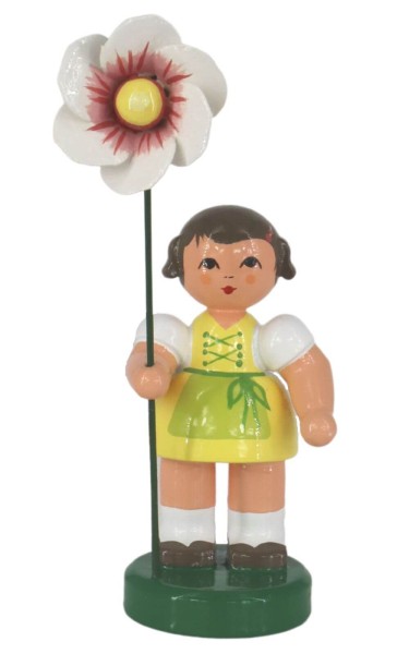 Flower girl Rebekka with flower white - red, 9 cm by Figurenland Uhlig