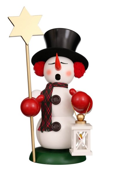 German Incense Smoker Snowman with Star, 60 cm, Christian Ulbricht GmbH & Co. KG Seiffen/ Erzgebirge