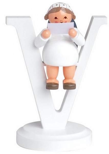 Miniature Christmas angel with the letter V, 7 cm by KWO